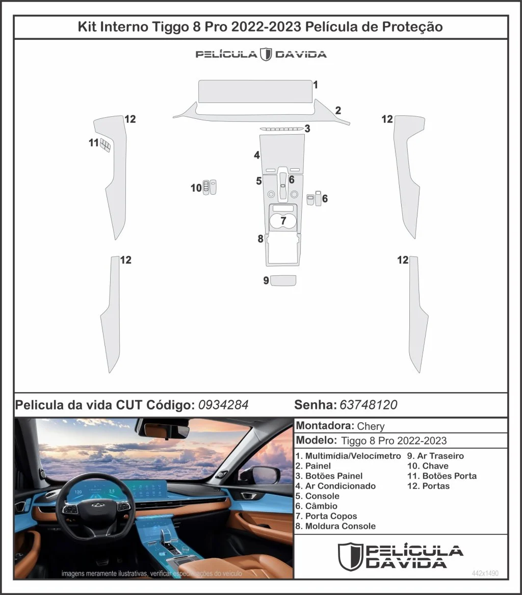 Kit full plus ppf chery tiggo 8 pro 2022 2023