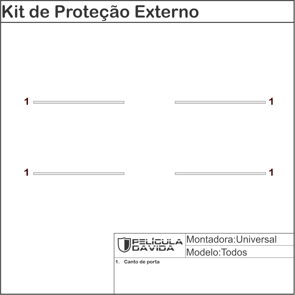Kit batente Canto de porta ppf brilho