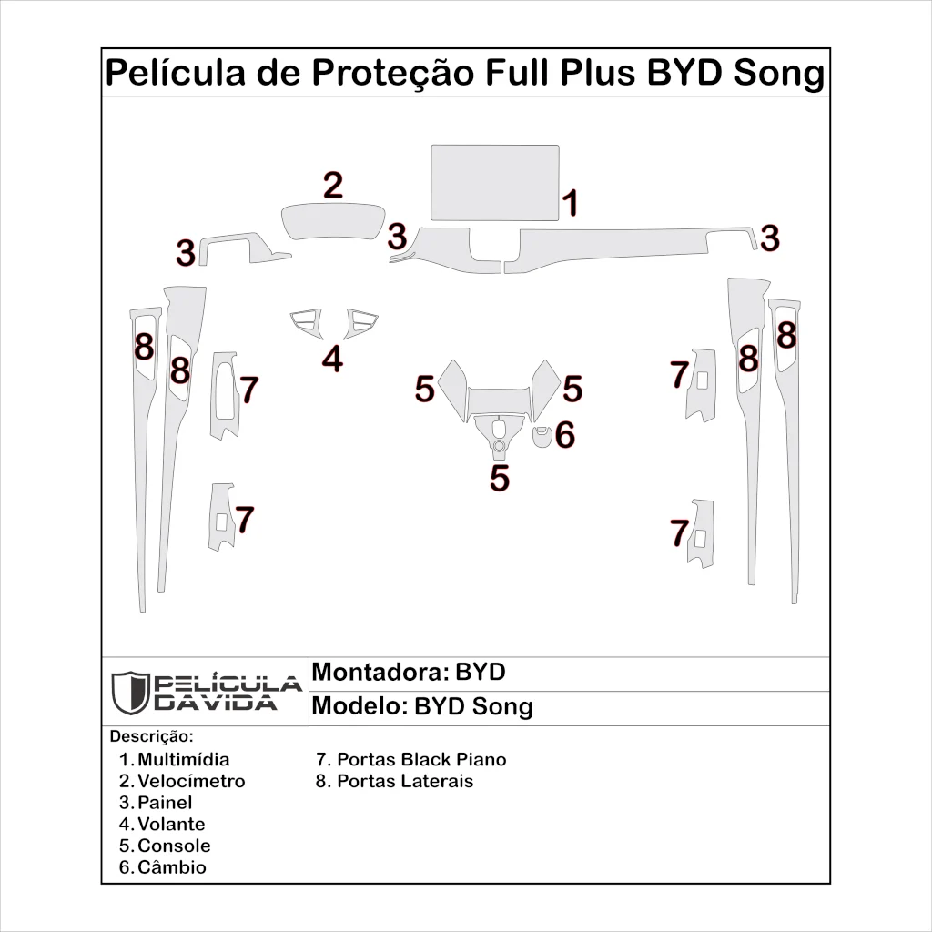 Pelicula proteção ppf kit full BYD song plus