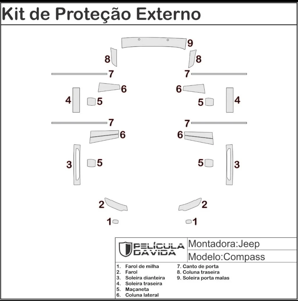 Pelicula proteção kit externo Jeep compass