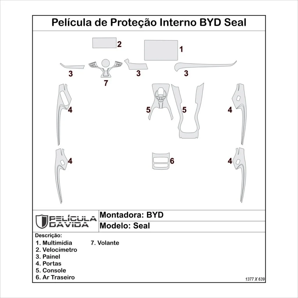 Pelicula proteção kit full BYD seal Antiriscos brilho