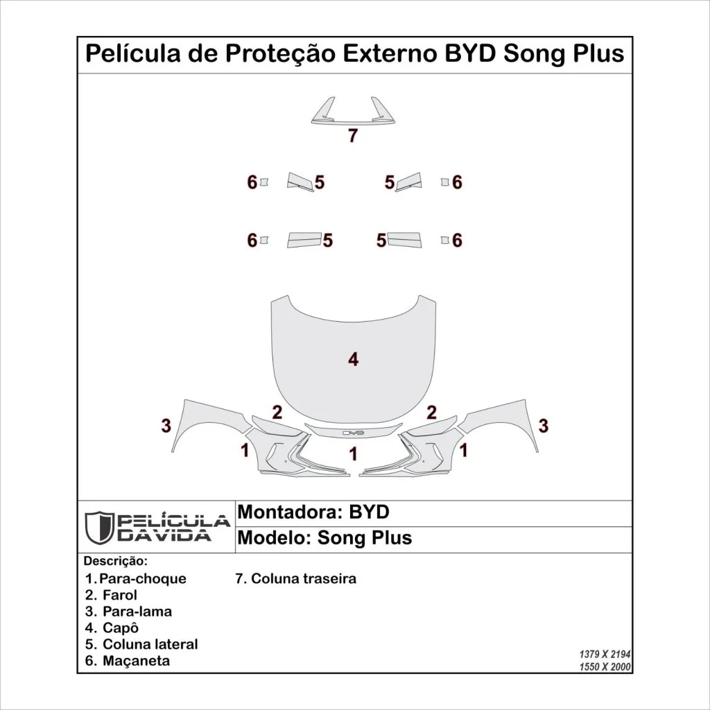 Pelicula proteção ppf transparente externo BYD song plus