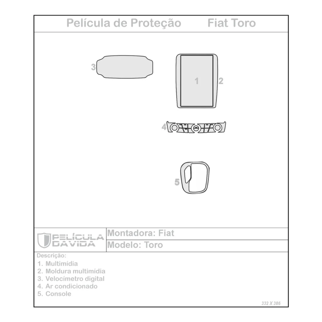 Película Proteção PPF Brilho Kit Full Interno Fiat Toro Volcano 2022 à 2025