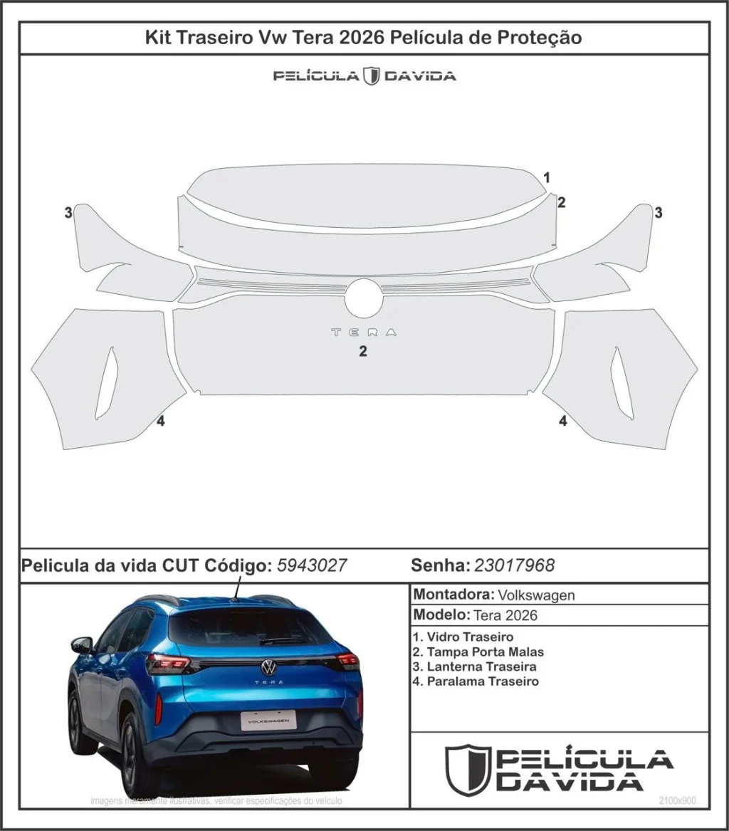 Pelicula proteção kit traseiro VW Volkswagen Tera 2026